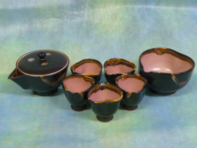 墨染の桜の煎茶器